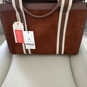 Divina Firenze Brown Leather & Suede Bag-Made in Italy